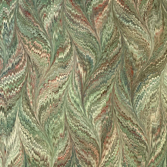 Hand Marbled Paper Butterfly Pattern in Green and Red ~ Berretti Marbled Arts